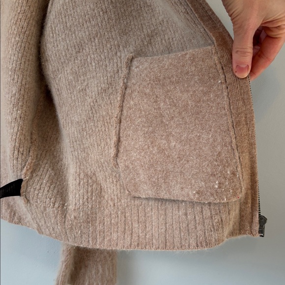 360 Cashmere Sweater Wool Zipper Cardigan Beige Sz Small Grandpacore Neutral - Picture 10 of 12